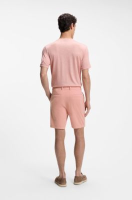 Shorts modern fit de sarga de algod&oacute;n el&aacute;stico, Rosa claro