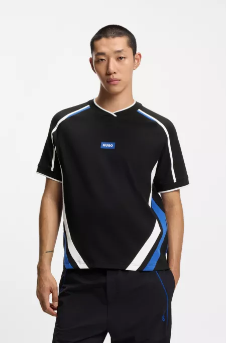 Contrast-detail T-shirt in stretch cotton