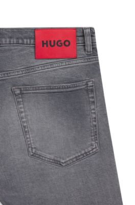 Grey extra-slim-fit jeans in stretch denim, Silver
