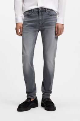 Grey extra-slim-fit jeans in stretch denim, Silver