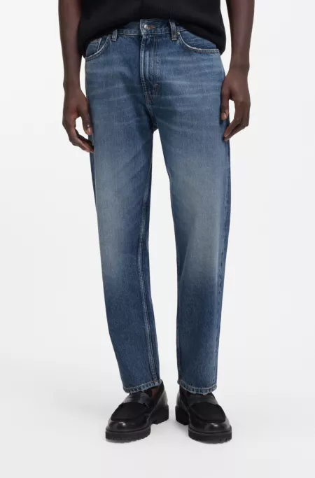 Blue relaxed-fit jeans in Egyptian-cotton denim