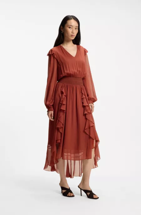 Crepe-georgette dress with detachable scarf
