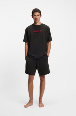 Camiseta de pijama de algod&oacute;n con logo degradado, Negro