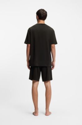 Camiseta de pijama de algod&oacute;n con logo degradado, Negro