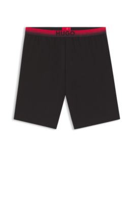 Gradient-waistband pyjama shorts in a cotton blend, Black