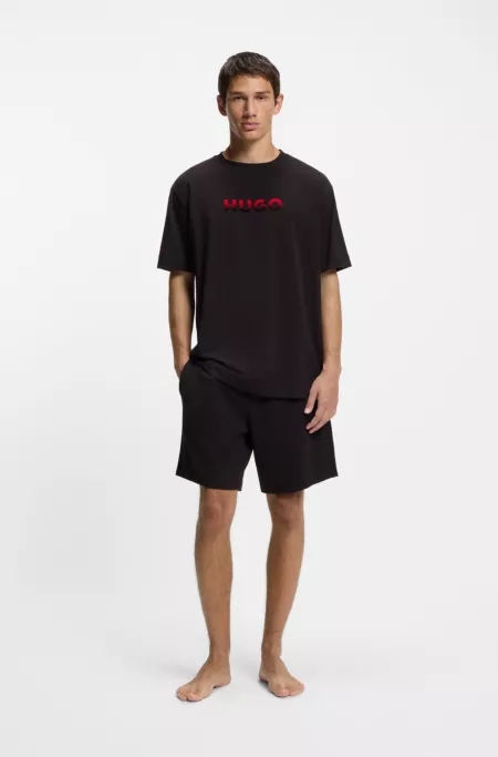 Gradient-waistband pyjama shorts in a cotton blend