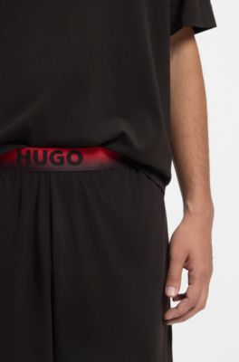 Gradient-waistband pyjama shorts in a cotton blend, Black