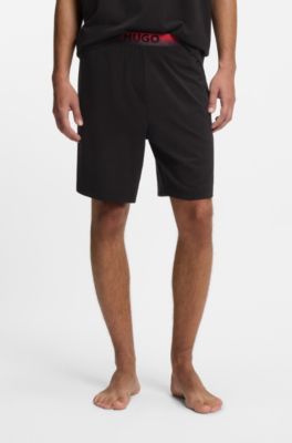 Gradient-waistband pyjama shorts in a cotton blend, Black