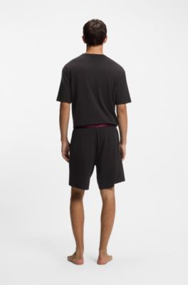 Gradient-waistband pyjama shorts in a cotton blend, Black