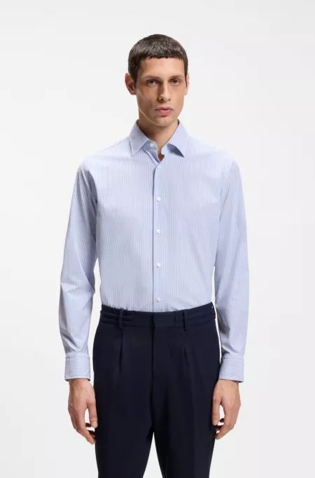 Striped regular-fit shirt in performance-stretch fabric