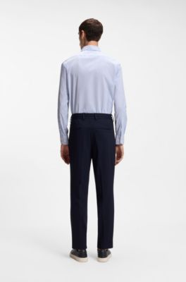 Striped regular-fit shirt in performance-stretch fabric, Light Blue