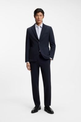 Printed slim-fit shirt in performance-stretch jersey, White