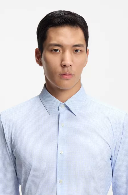 Printed slim-fit shirt in performance-stretch jersey