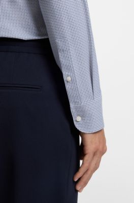 Camisa slim fit en punto t&eacute;cnico el&aacute;stico estampado, Celeste