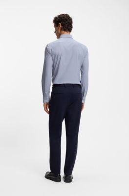 Camisa slim fit en punto t&eacute;cnico el&aacute;stico estampado, Celeste