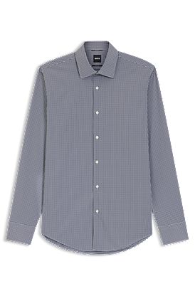 Checked regular-fit shirt in performance-stretch fabric