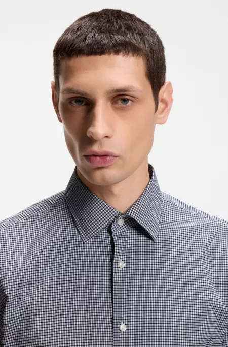 Checked regular-fit shirt in performance-stretch fabric