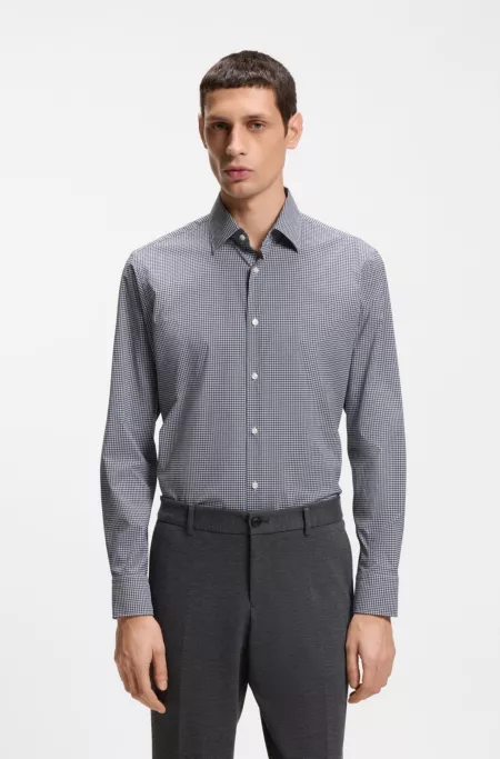 Checked regular-fit shirt in performance-stretch fabric