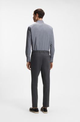 Camisa regular fit en tejido el&aacute;stico t&eacute;cnico a cuadros, Negro