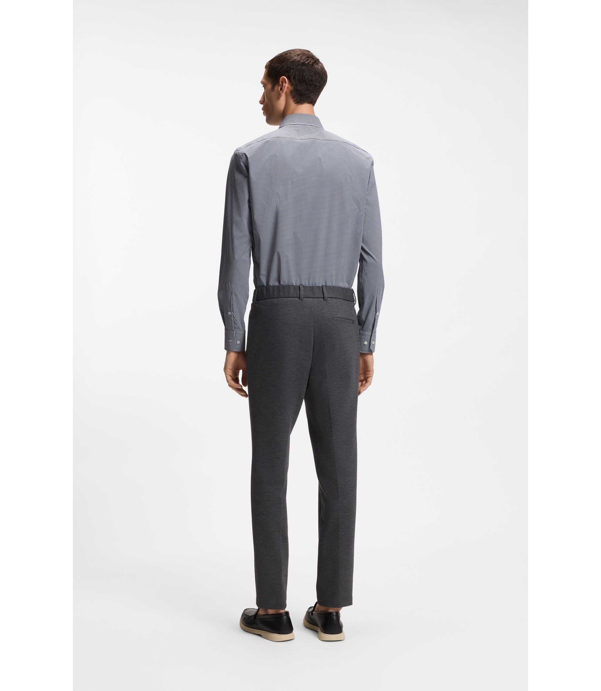 slim fit dress slacks Boss Geometric-print Long-Sleeve Men Shirt