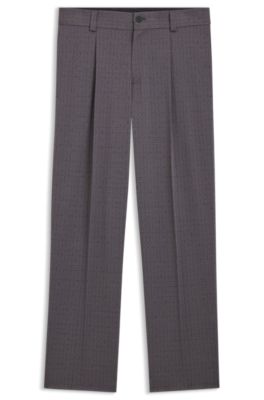 Checked modern-fit trousers in stretch cloth, Dark Grey