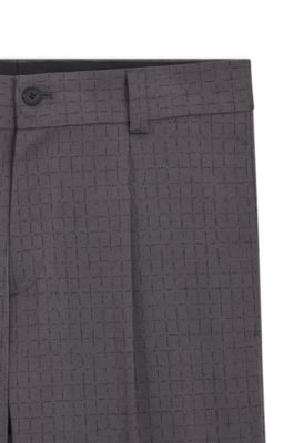 Checked modern-fit trousers in stretch cloth, Dark Grey