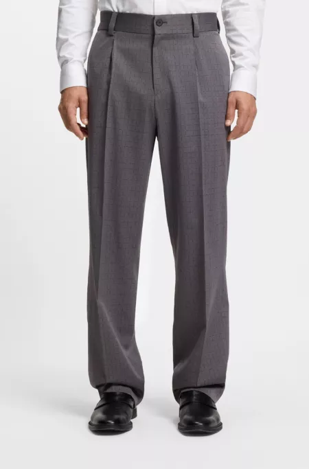 Checked modern-fit trousers in stretch cloth