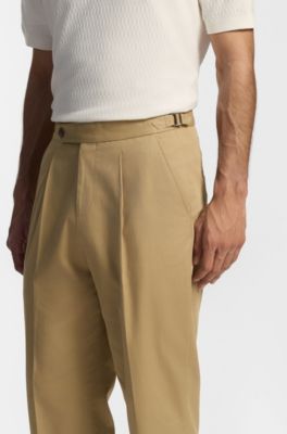 Tapered-fit trousers in stretch cotton, Khaki