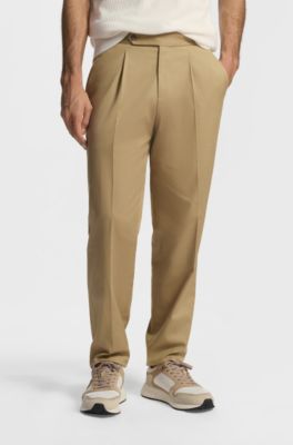 Tapered-fit trousers in stretch cotton, Khaki