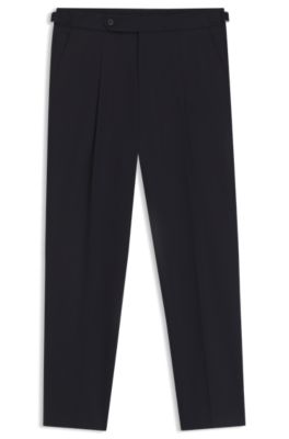 Tapered-fit trousers in stretch cotton, Dark Blue