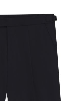 Tapered-fit trousers in stretch cotton, Dark Blue