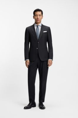Tapered-fit trousers in stretch cotton, Dark Blue
