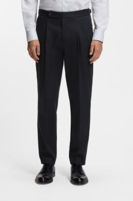 Tapered-fit trousers in stretch cotton, Dark Blue