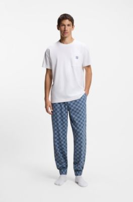 Stacked-logo pyjama T-shirt in stretch cotton, White