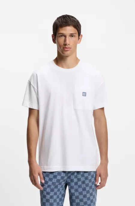 Stacked-logo pyjama T-shirt in stretch cotton