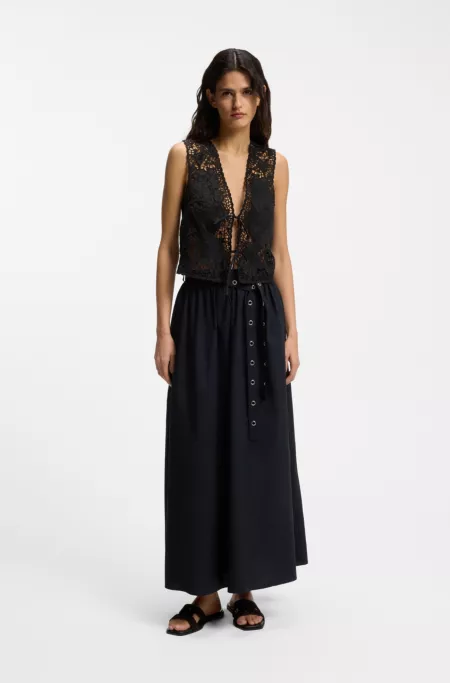 Embroidered waistcoat with tie closure