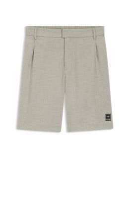 Relaxed-fit shorts with houndstooth pattern, Light Green