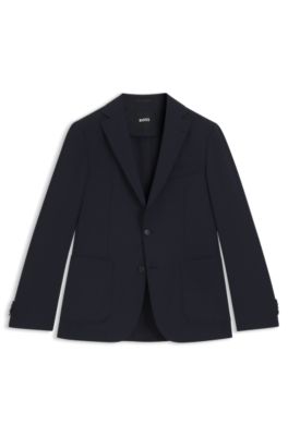 Washable slim-fit jacket in a wool blend, Dark Blue