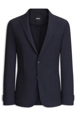 Blazer slim fit de mezcla de lana lavable, Azul oscuro