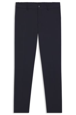 Pantalon Slim en laine m&eacute;lang&eacute;e lavable, Bleu fonc&eacute;