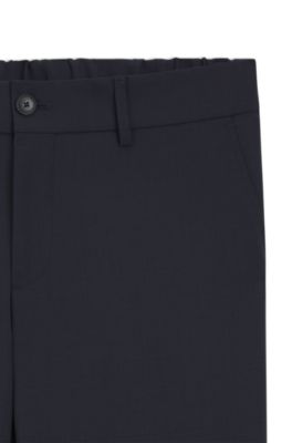 Pantalones slim fit de mezcla de lana lavable, Azul oscuro
