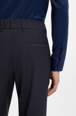 Pantalones slim fit de mezcla de lana lavable, Azul oscuro