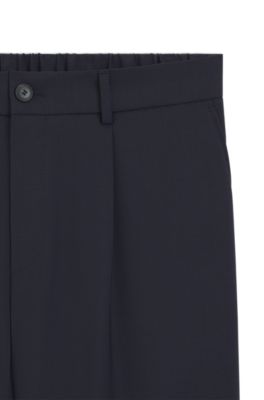 Pantalones tapered fit de tejido el&aacute;stico t&eacute;cnico lavable, Azul oscuro
