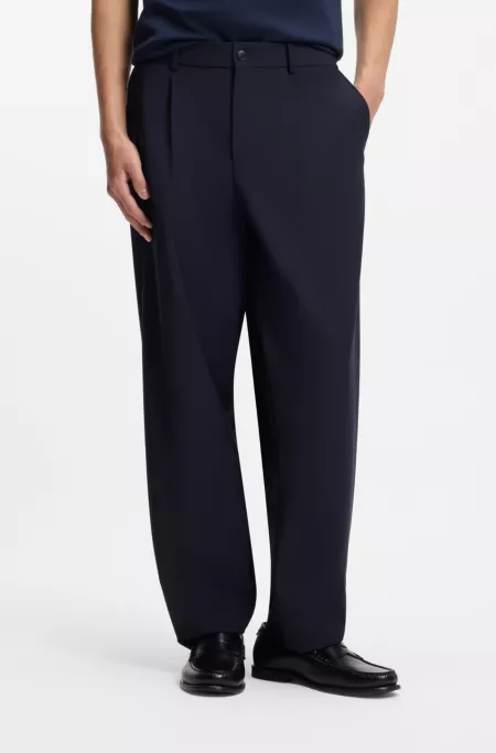 Washable tapered-fit trousers in a wool blend
