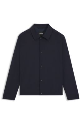 Sobrecamisa relaxed fit de mezcla de lana el&aacute;stica, Azul oscuro
