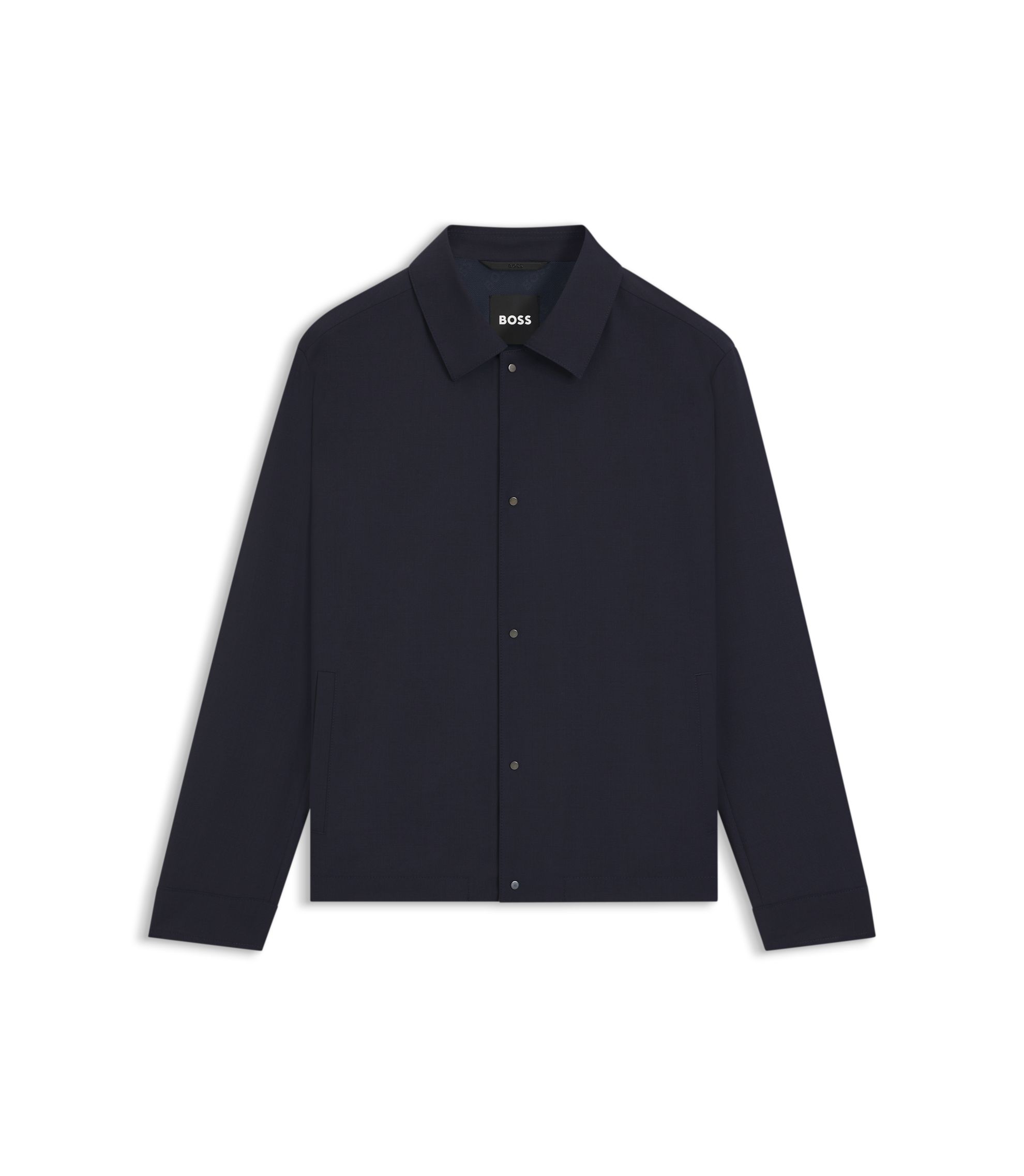 BOSS - Relaxed-fit overshirt in a wool blend - Dark Blue