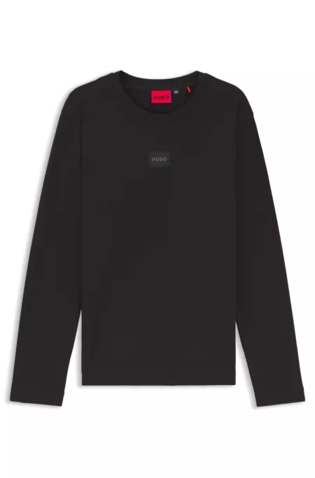 Logo-label pyjama T-shirt in a cotton blend