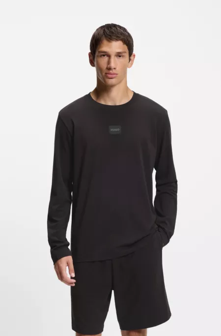 Logo-label pyjama T-shirt in a cotton blend