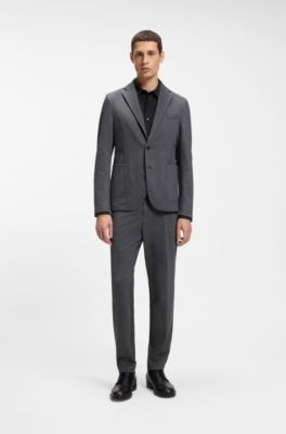 Performance-stretch slim-fit shirt in structured jersey, Black