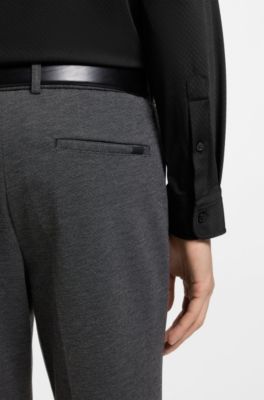 Performance-stretch slim-fit shirt in structured jersey, Black